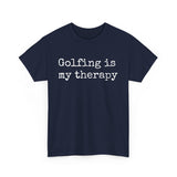 Golfing Is My Therapy (White) Unisex Heavy Cotton Tee