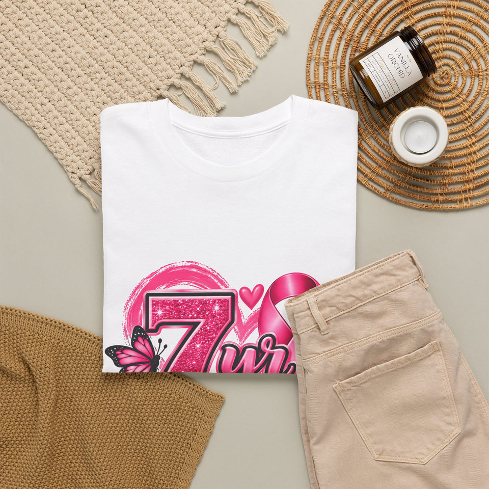 7 Yr Survivor Breast Cancer Awareness Unisex Heavy Cotton Tee