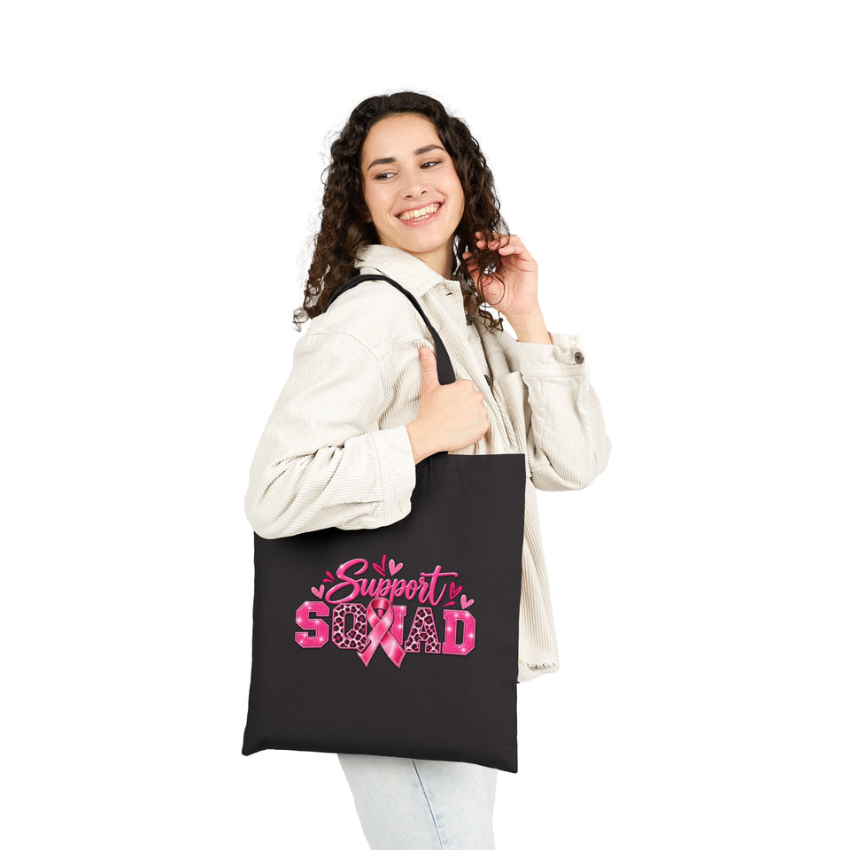 Support Squad Breast Cancer Awareness Cotton Canvas Tote Bag