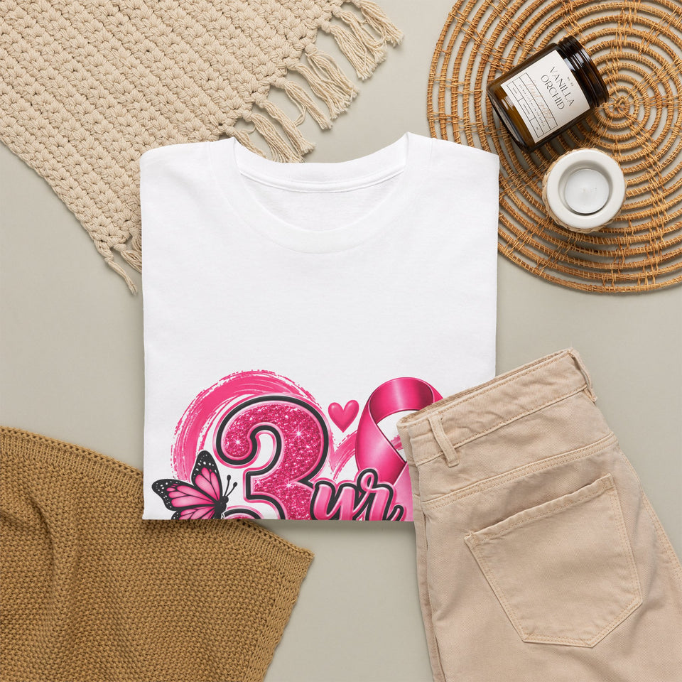 3 Yr Survivor Breast Cancer Awareness Unisex Heavy Cotton Tee