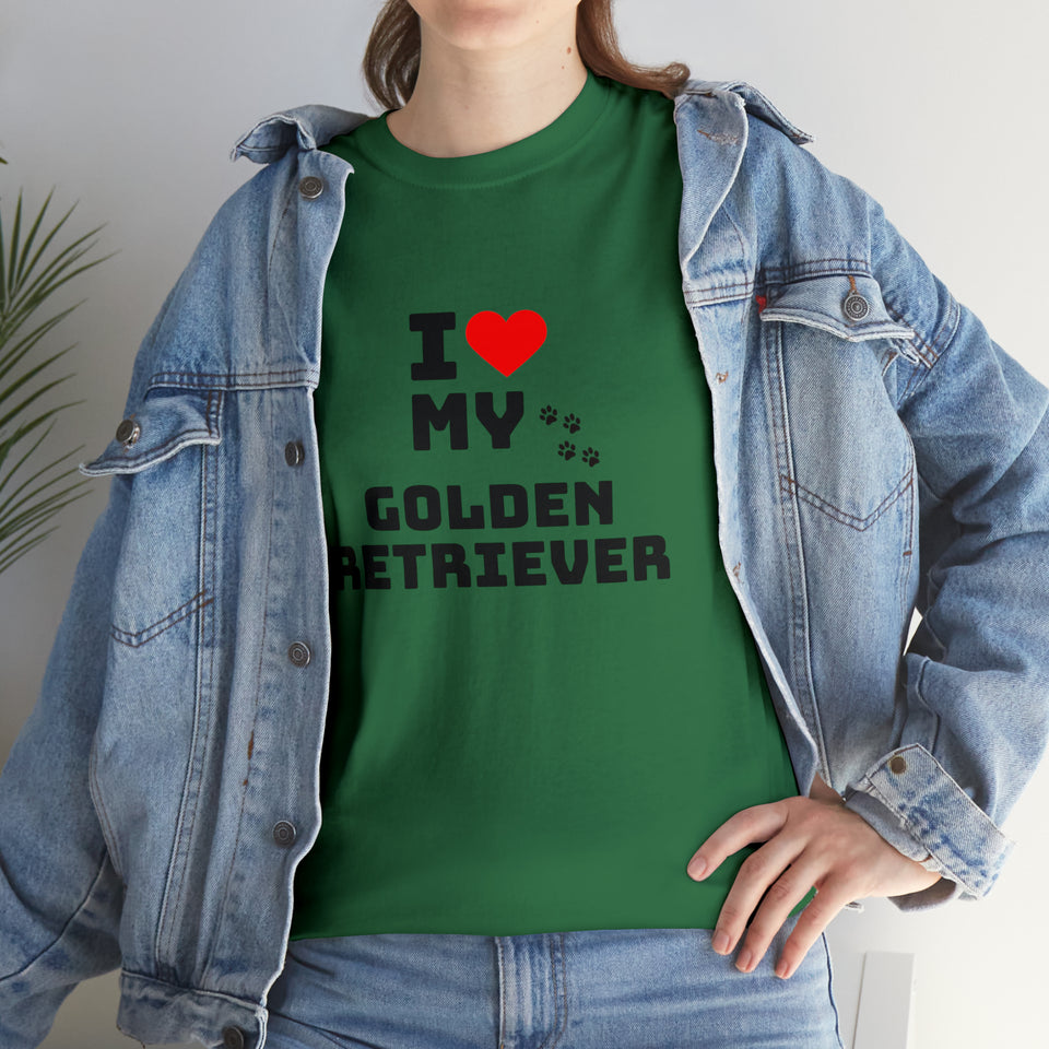 I Love My Golden Retriever Unisex Heavy Cotton Tee