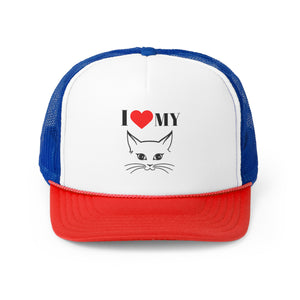 I Love My Cat Trucker Caps