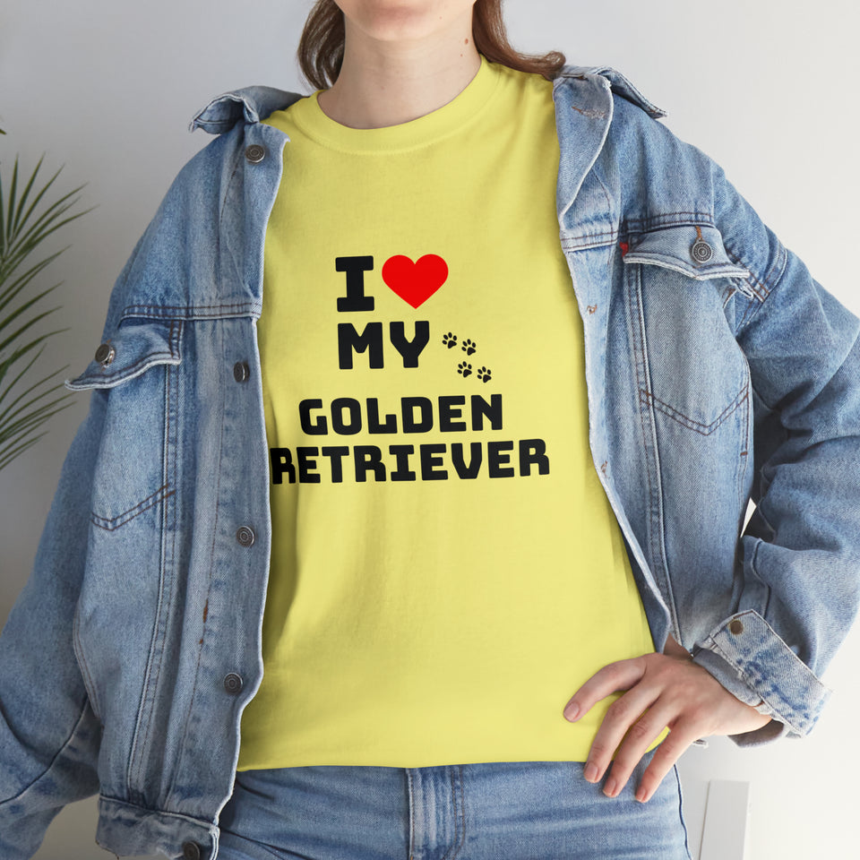 I Love My Golden Retriever Unisex Heavy Cotton Tee