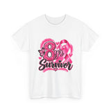 8 Yr Survivor Breast Cancer Awareness Unisex Heavy Cotton Tee