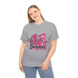 1 Yr Survivor Breast Cancer Awareness Unisex Heavy Cotton Tee