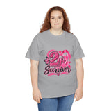 2 Yr Survivor Breast Cancer Awareness Unisex Heavy Cotton Tee