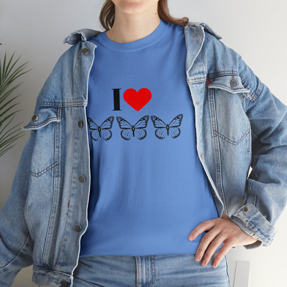 I Love Butterflies Unisex Heavy Cotton Tee