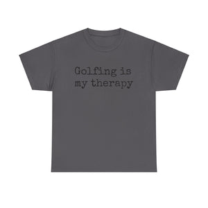 Golfing Is My Therapy (Black) Unisex Heavy Cotton Tee