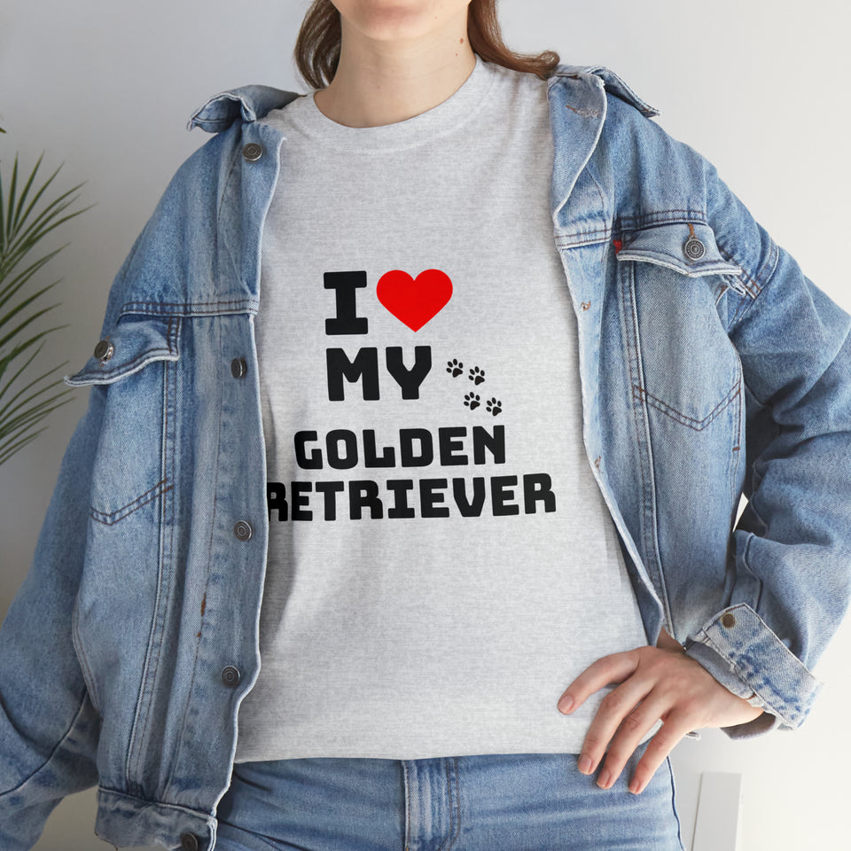 I Love My Golden Retriever Unisex Heavy Cotton Tee