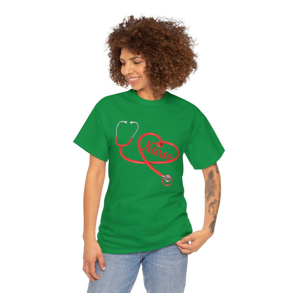 Stethoscope Heart Nurse Cotton Tee