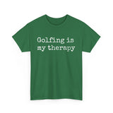 Golfing Is My Therapy (White) Unisex Heavy Cotton Tee