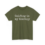 Golfing Is My Therapy (White) Unisex Heavy Cotton Tee