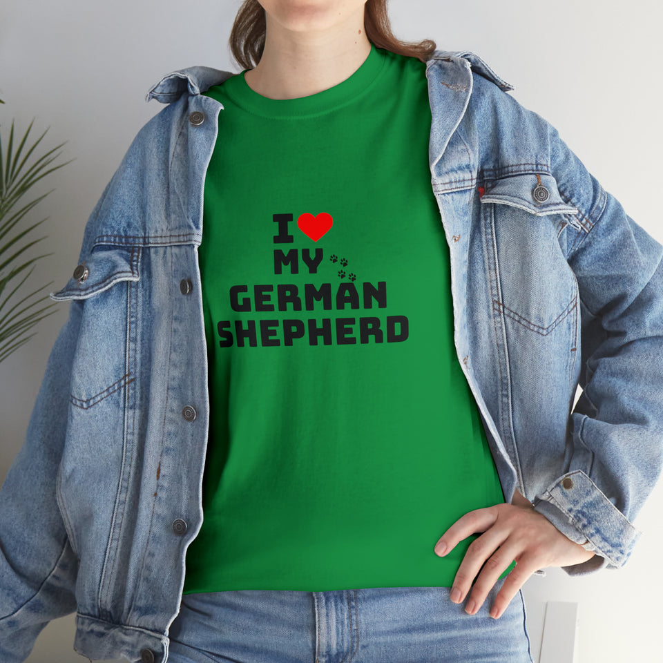 I Love My German Shepherd Unisex Heavy Cotton Tee