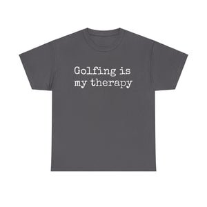 Golfing Is My Therapy (White) Unisex Heavy Cotton Tee