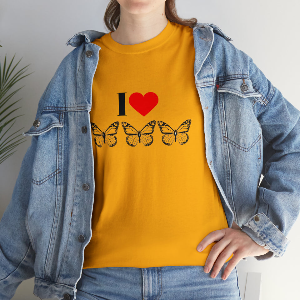 I Love Butterflies Unisex Heavy Cotton Tee