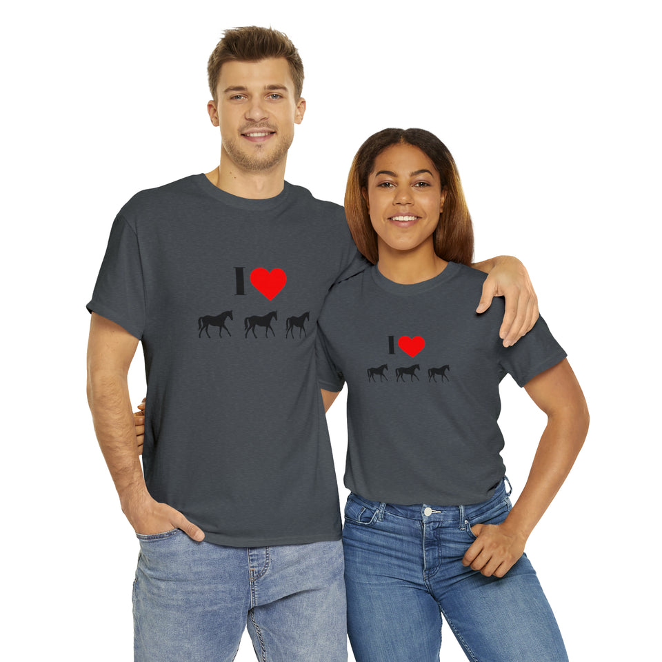 I Love Horses Unisex Heavy Cotton Tee