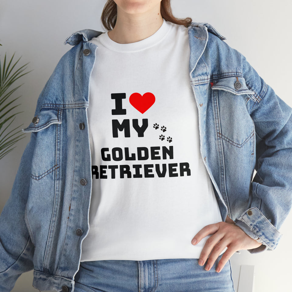 I Love My Golden Retriever Unisex Heavy Cotton Tee