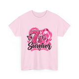 7 Yr Survivor Breast Cancer Awareness Unisex Heavy Cotton Tee