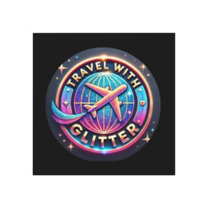 Travel With Glitter Square Magnet