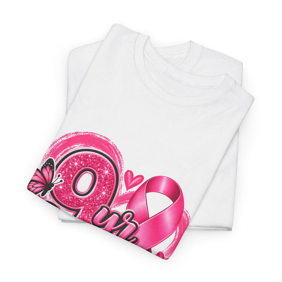 9 Yr Survivor Breast Cancer Awareness Unisex Heavy Cotton Tee