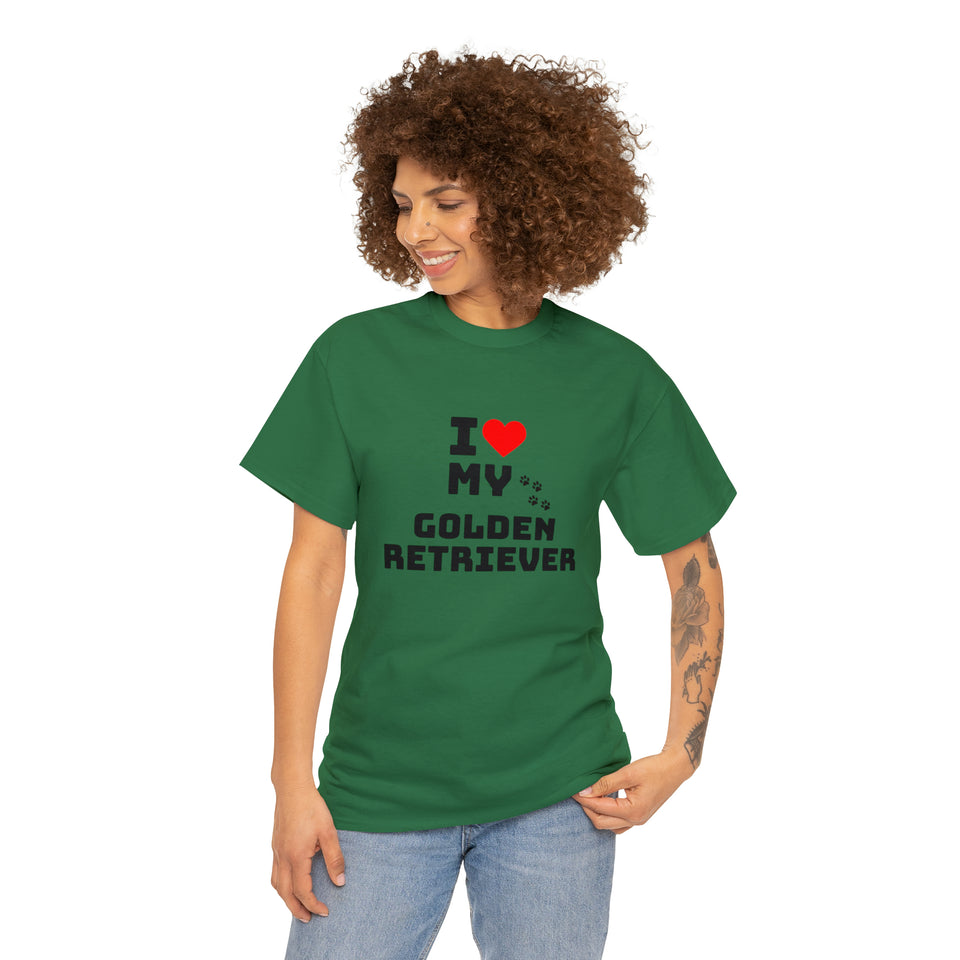 I Love My Golden Retriever Unisex Heavy Cotton Tee