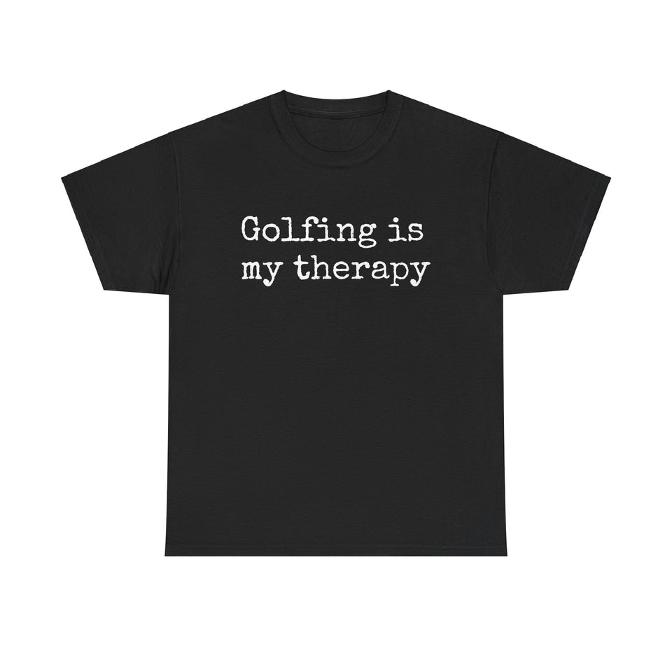 Golfing Is My Therapy (White) Unisex Heavy Cotton Tee