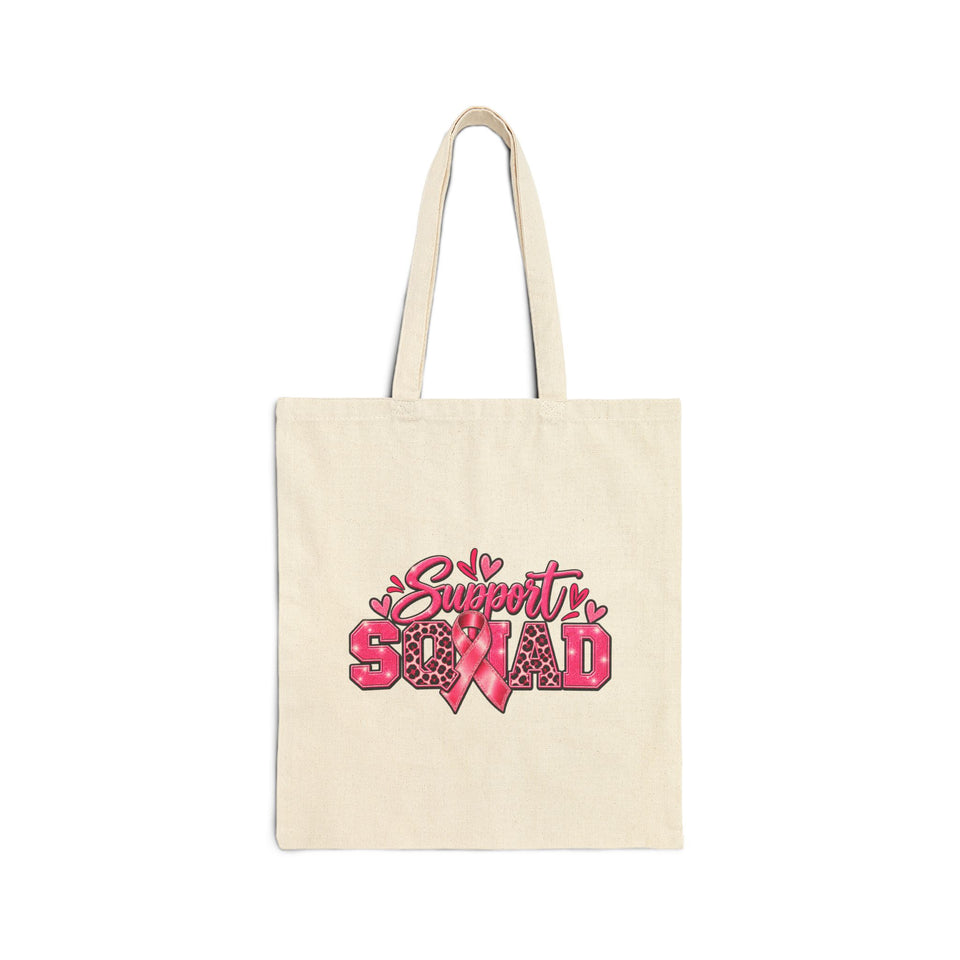 Support Squad Breast Cancer Awareness Cotton Canvas Tote Bag