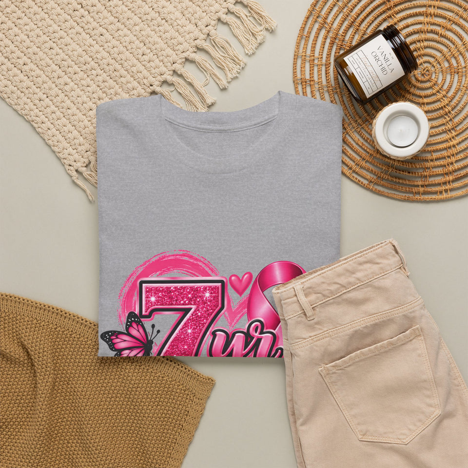 7 Yr Survivor Breast Cancer Awareness Unisex Heavy Cotton Tee