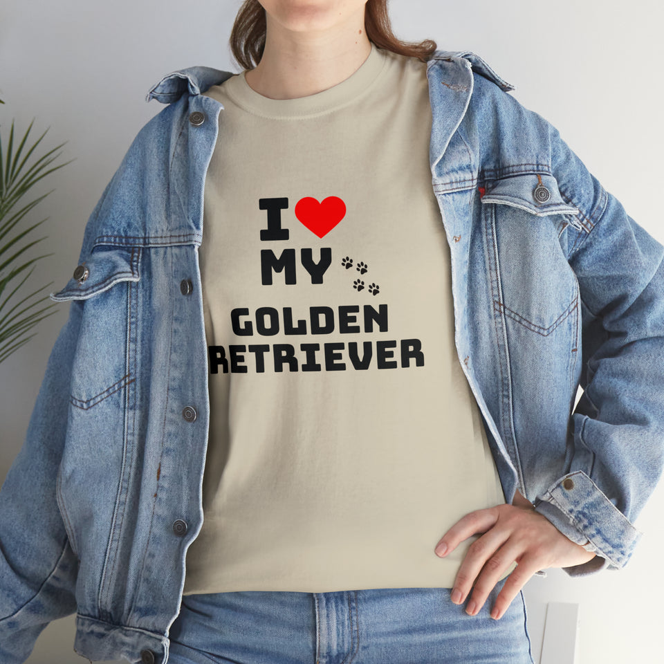 I Love My Golden Retriever Unisex Heavy Cotton Tee
