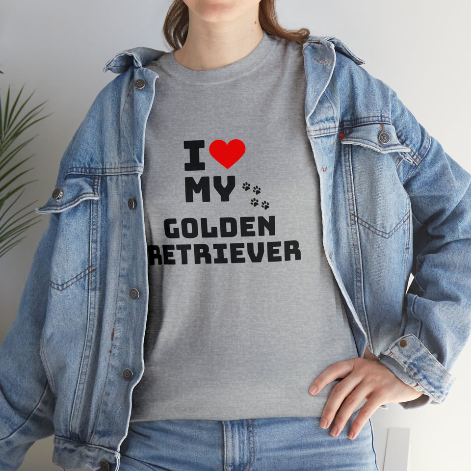 I Love My Golden Retriever Unisex Heavy Cotton Tee