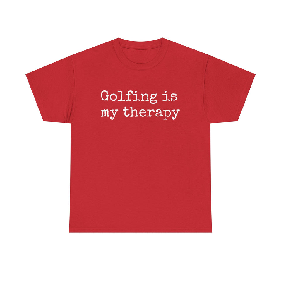 Golfing Is My Therapy (White) Unisex Heavy Cotton Tee