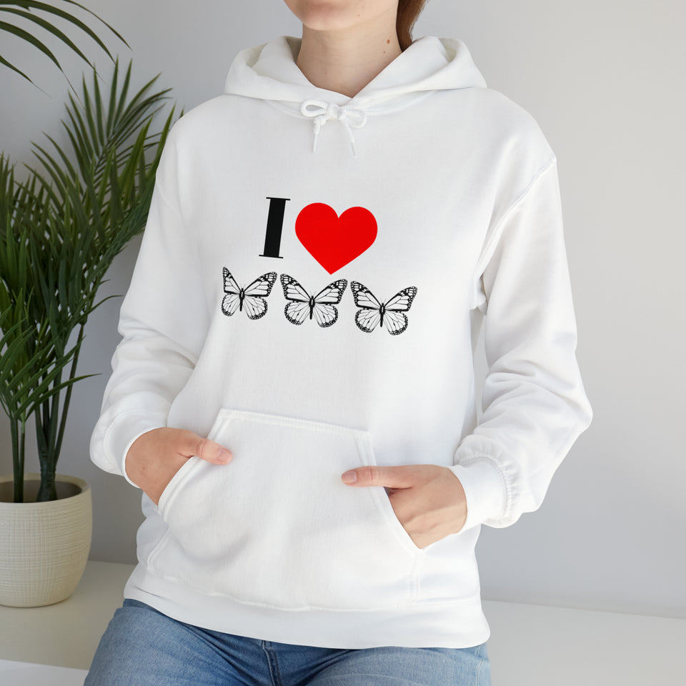 I Love Butterflies Unisex Heavy Blend™ Hooded Sweatshirt