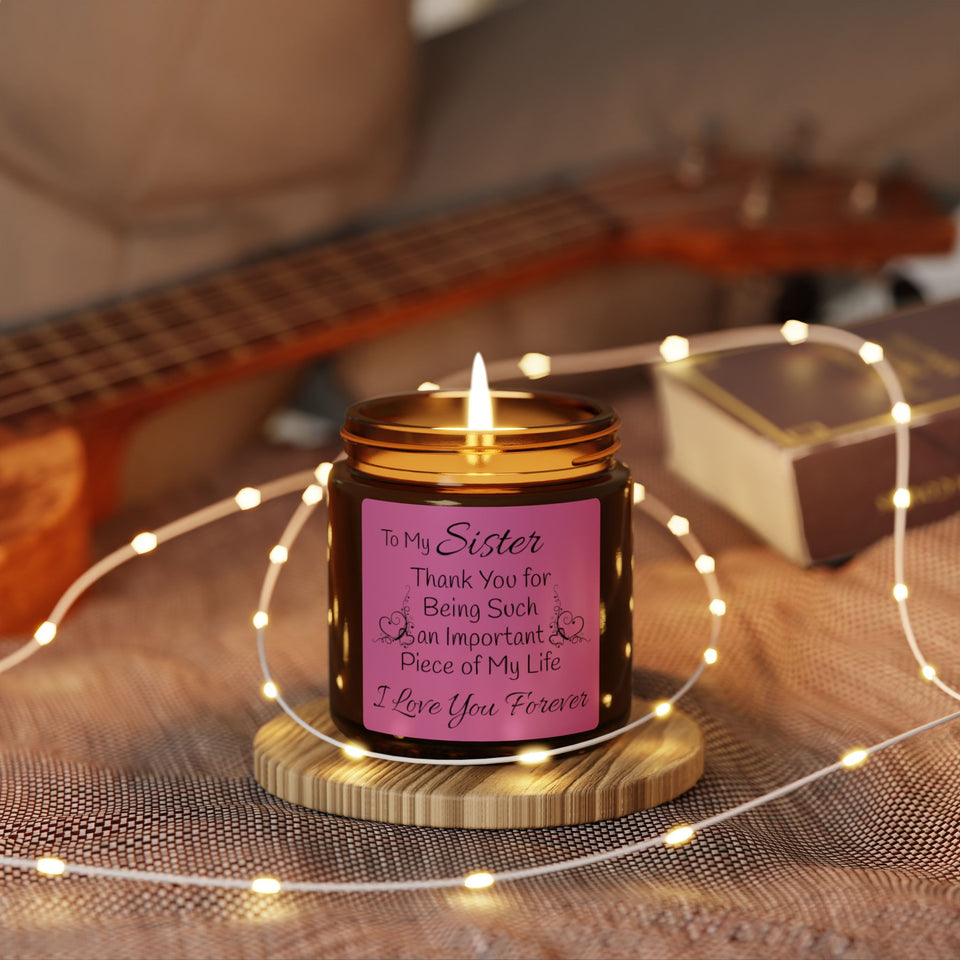 To My Sister Scented Soy Candle (Multi-Size, Amber Jar)