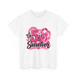 5 Yr Survivor Breast Cancer Awareness Unisex Heavy Cotton Tee