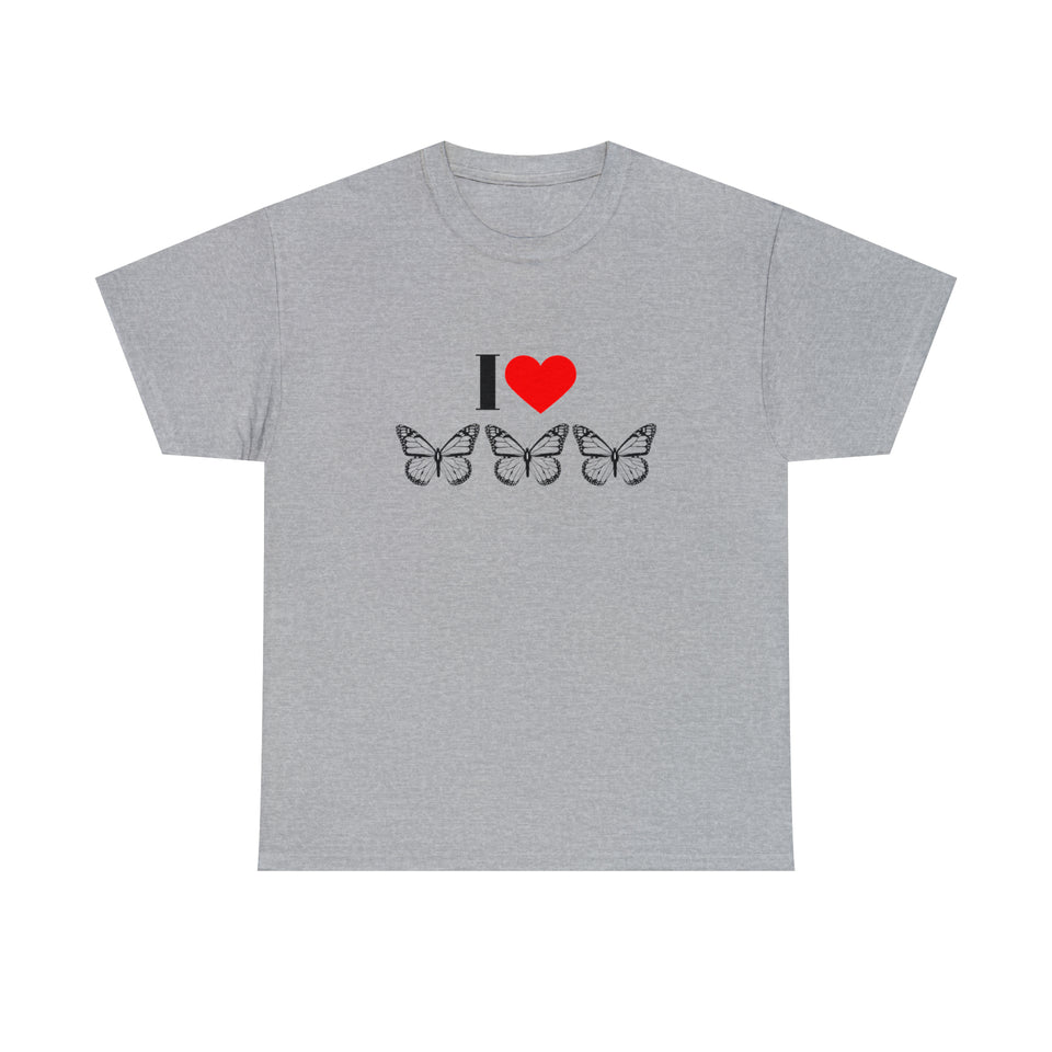 I Love Butterflies Unisex Heavy Cotton Tee