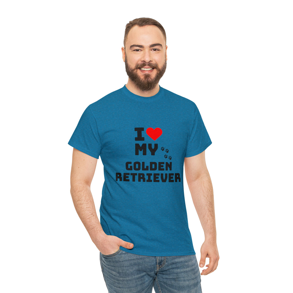 I Love My Golden Retriever Unisex Heavy Cotton Tee
