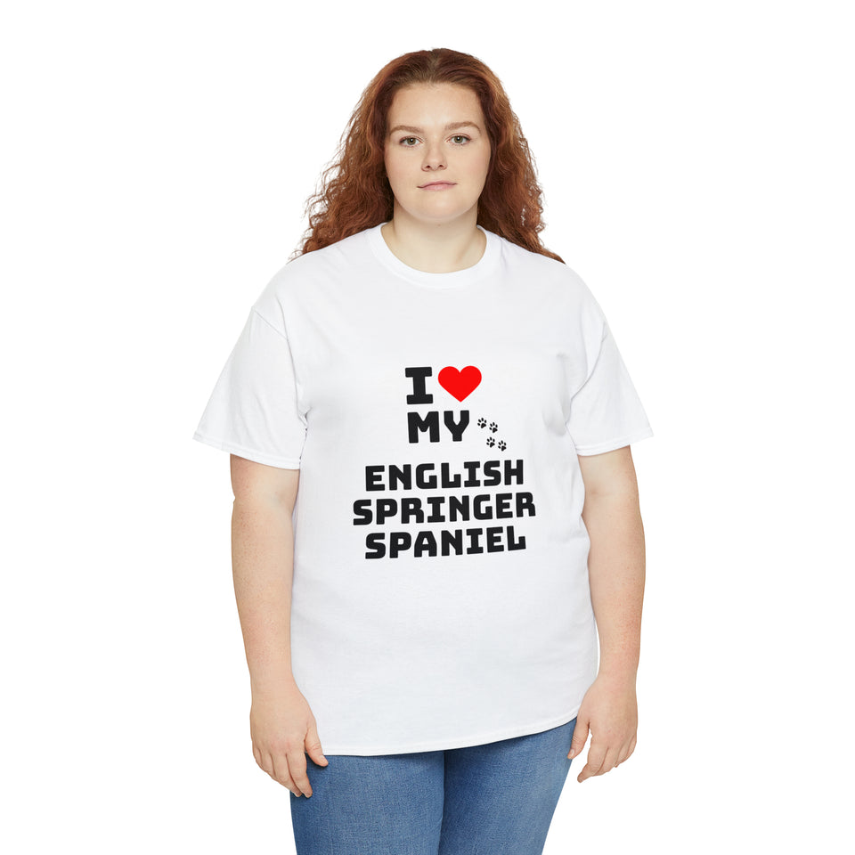 I Love My English Springer Spaniel Unisex Heavy Cotton Tee