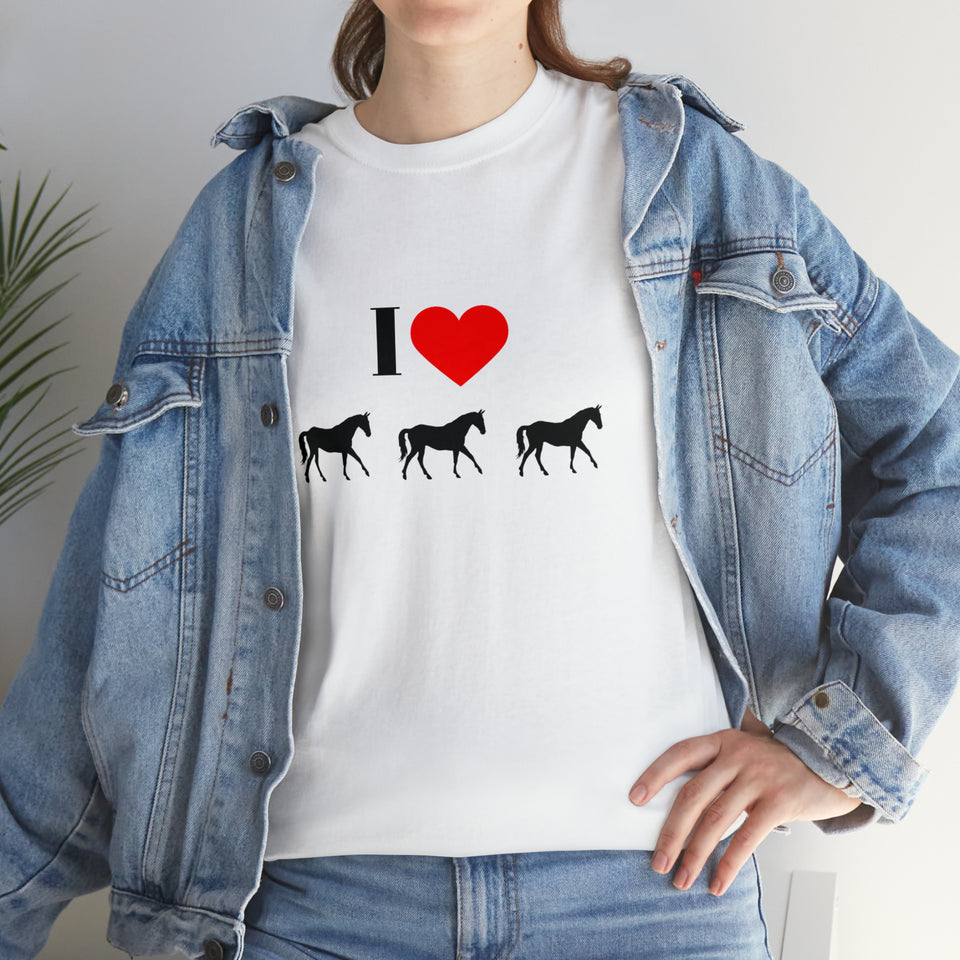 I Love Horses Unisex Heavy Cotton Tee