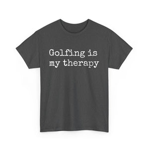 Golfing Is My Therapy (White) Unisex Heavy Cotton Tee