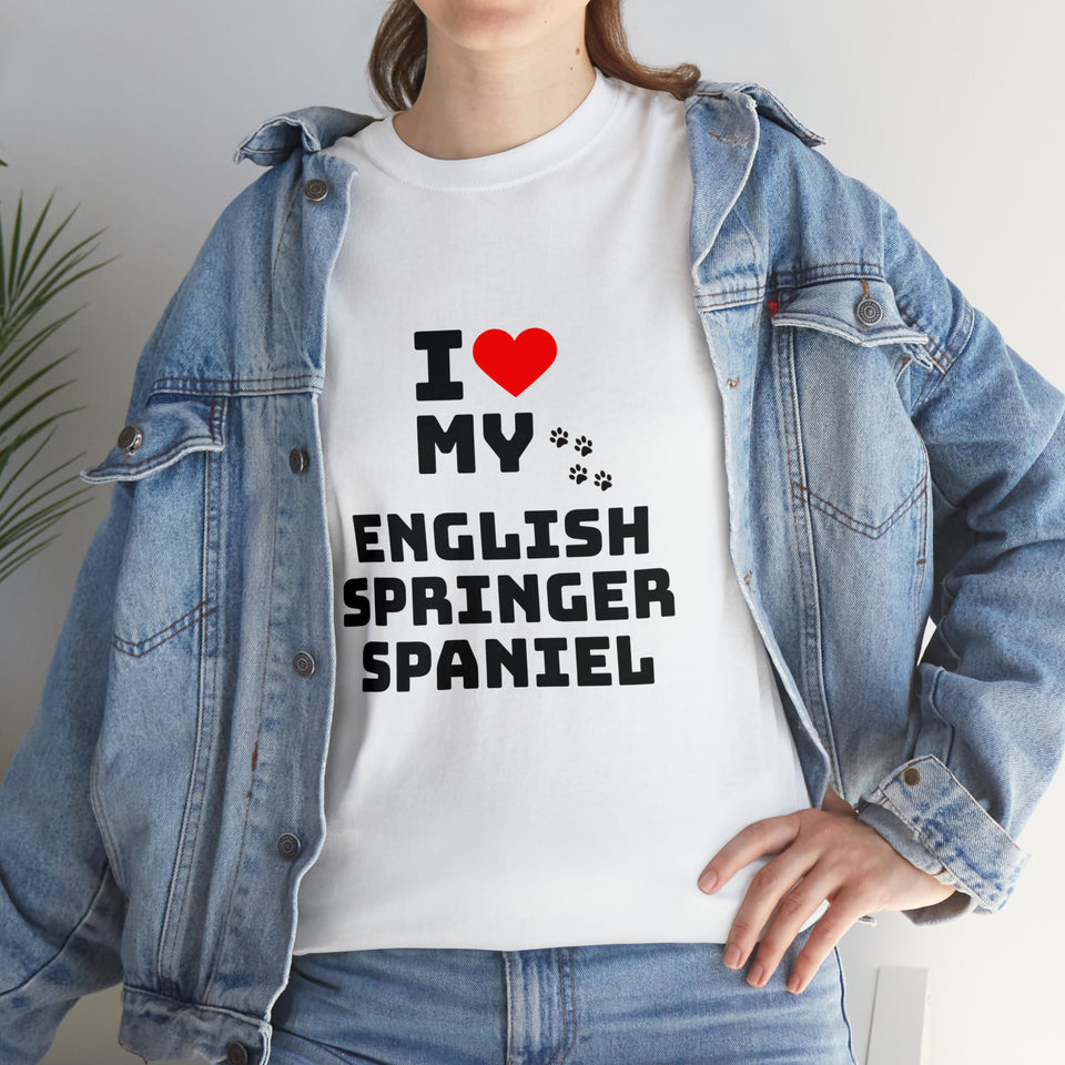 I Love My English Springer Spaniel Unisex Heavy Cotton Tee