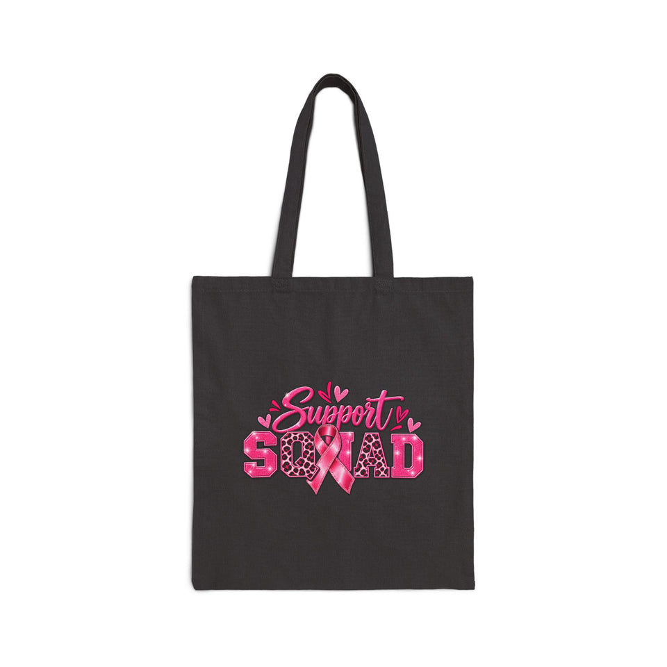 Support Squad Breast Cancer Awareness Cotton Canvas Tote Bag