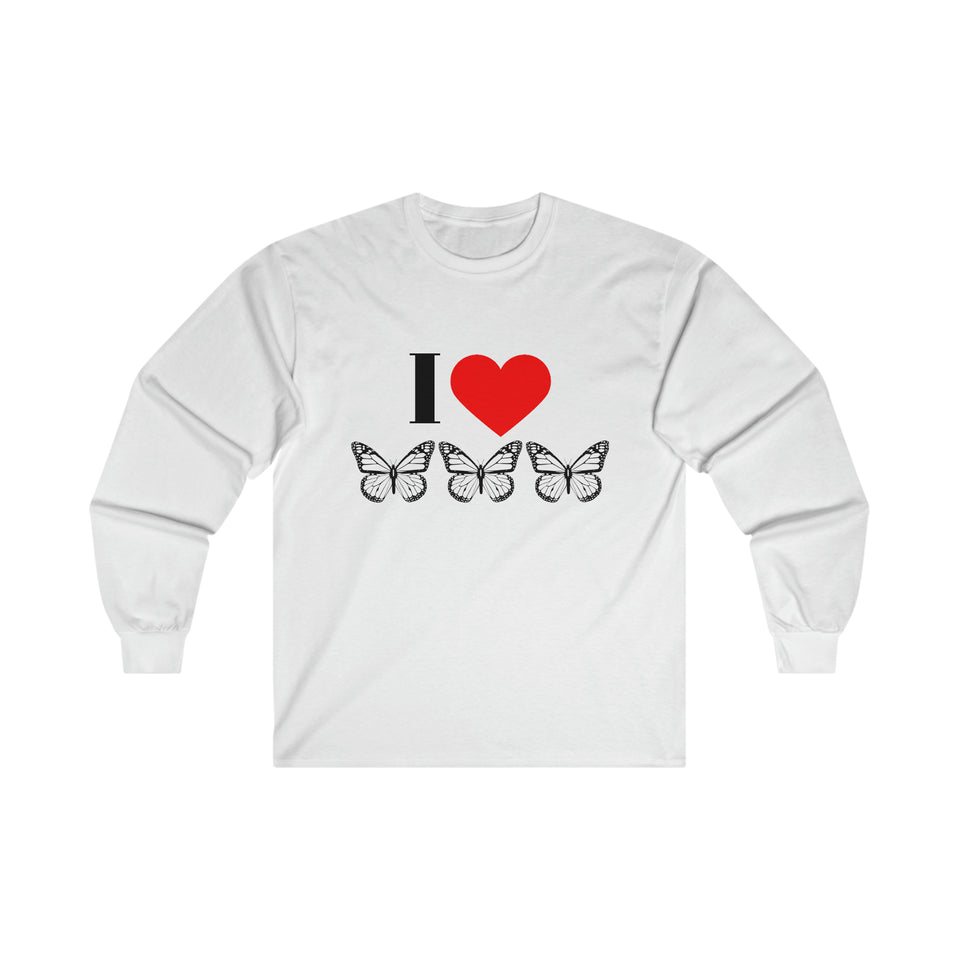 I Love Butterflies Ultra Cotton Long Sleeve Tee