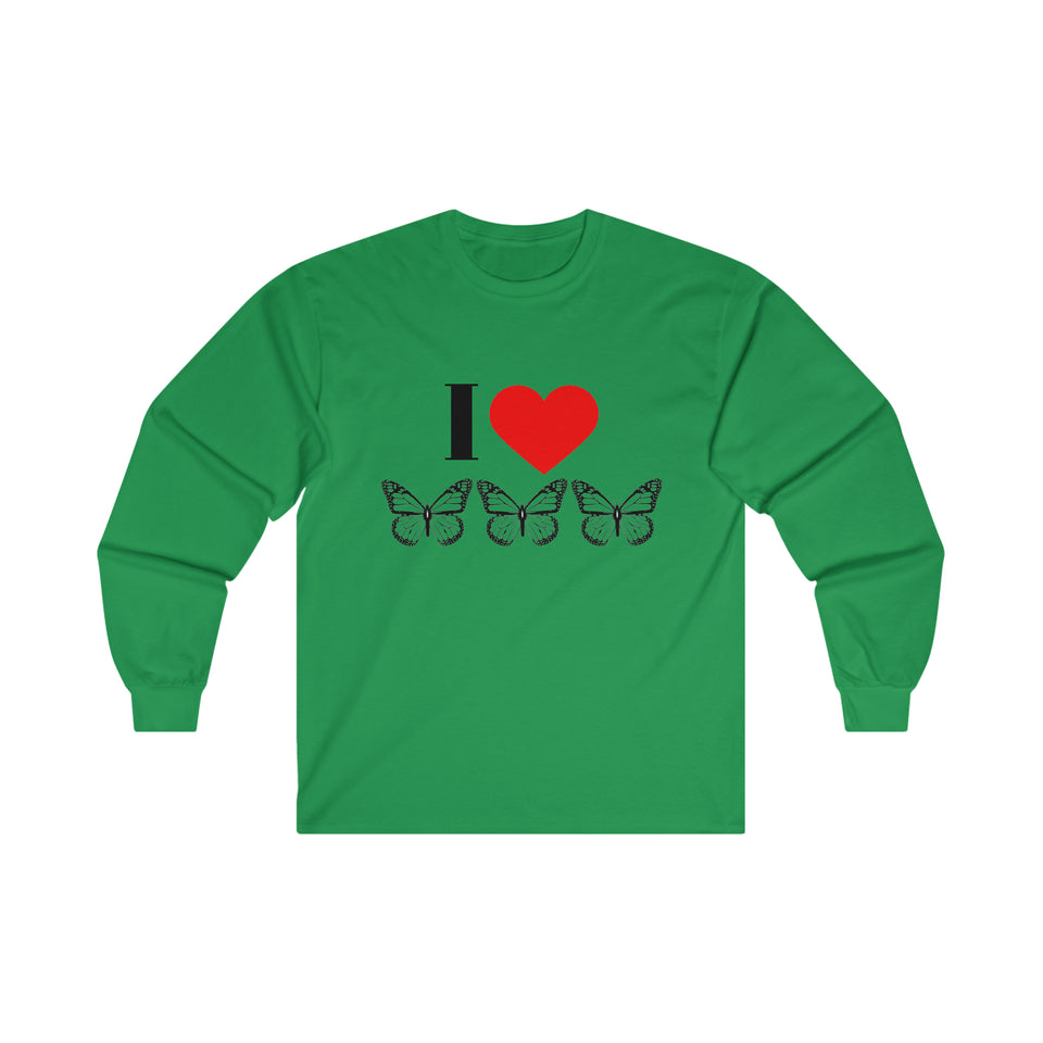 I Love Butterflies Ultra Cotton Long Sleeve Tee