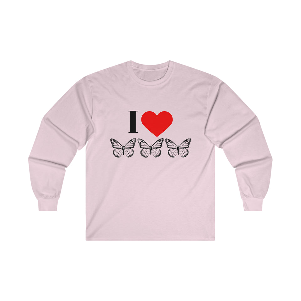 I Love Butterflies Ultra Cotton Long Sleeve Tee