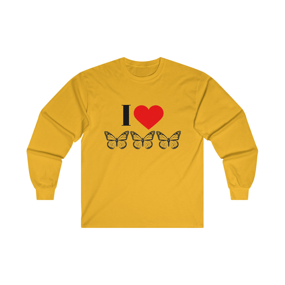 I Love Butterflies Ultra Cotton Long Sleeve Tee
