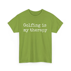 Golfing Is My Therapy (White) Unisex Heavy Cotton Tee