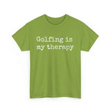 Golfing Is My Therapy (White) Unisex Heavy Cotton Tee