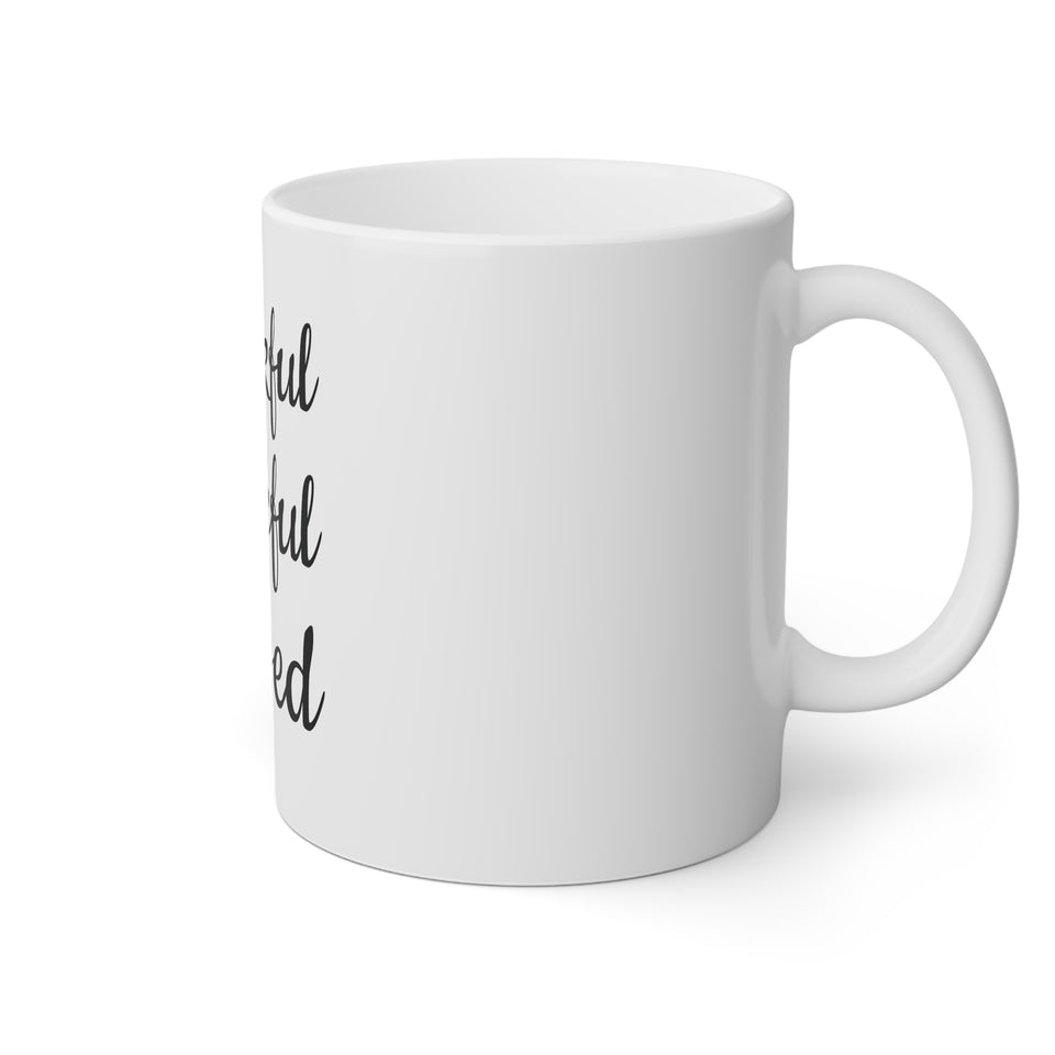 THANKFUL GRATEFUL BLESSED White Mug, 11oz