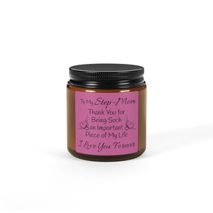 To My Step-Mom Scented Soy Candle (Multi-Size, Amber Jar)