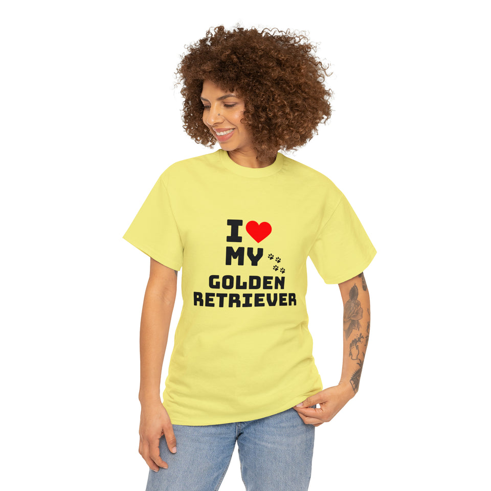 I Love My Golden Retriever Unisex Heavy Cotton Tee